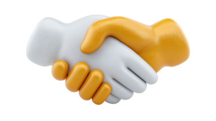 Modern stylized handshake symbolizing partnership trust cooperation teamwork agreement business relationship unity 3D illustration isolated on white background