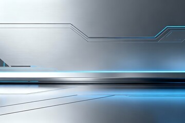 Generative AI futuristic digital abstract with sleek metallic lines and glowing accents