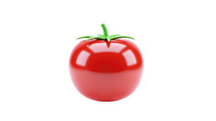 3D Glossy 3D Red Tomato with Green Stem on transparent background