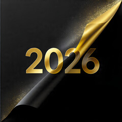 Elegant Happy New Year 2026 Background in Black and Gold