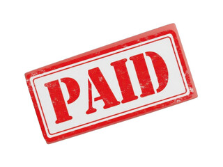 Red rubber stamp with the word paid glossy effect on transparent background