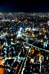 東京スカイツリーからの眺め・夜景（西方向）