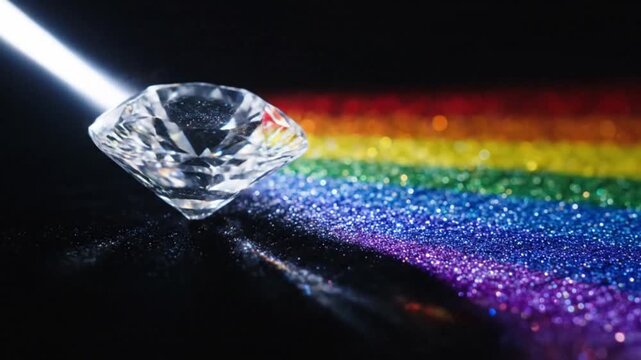 Sparkling Diamond Prism - Captivating Light Dispersion and Rainbow Spectrums.