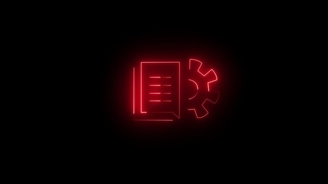 PDF File with Setting Gear Icon Animation, Digital Document Processing Loop, Animated Tool and Document Symbol