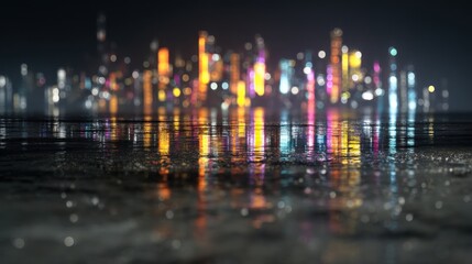 City lights reflection