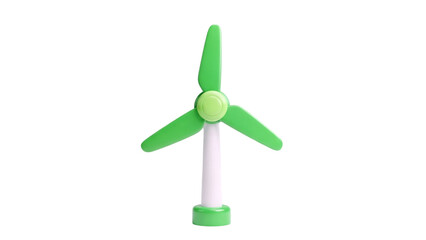 3D Green cartoon wind turbine transparent background