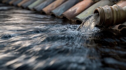 Water flowing from pipe