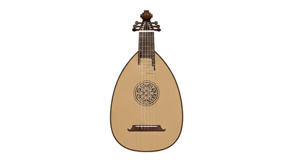 3D Lute Musical Instrument on transparent background