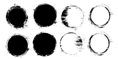 Circle brush strokes, hand drawn paint brush circle logo frame &ndash; for stock vector.