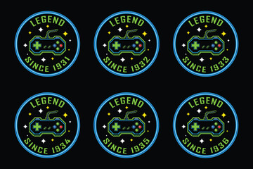 Vintage gaming badges with legend status since 1931 to 1936