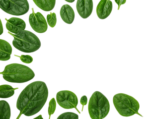 Spinach leaves framing negative space