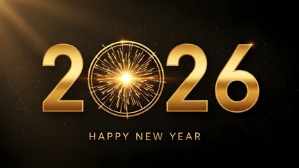 Elegant new year 2026 greeting with fireworks explosion