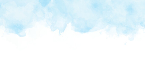 Watercolor border isolated on white, Abstract light blue watercolor background.