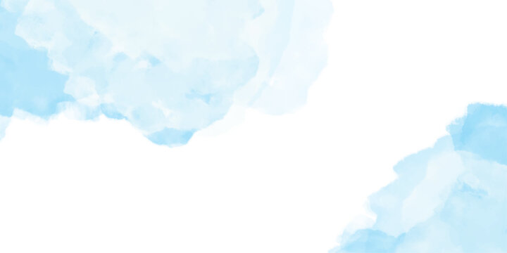 Watercolor border isolated on white, Abstract light blue watercolor background.