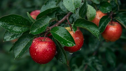 Orb Orchard. A Study in Scarlet and Verdant Hues, Drops of Translucence.