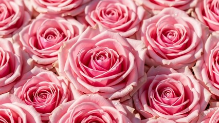 Close-up of a beautiful bouquet of pink roses in full bloom, showcasing their delicate petals and vibrant color.