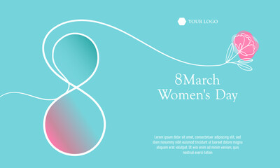 women day. 8 March poster design minimal line flat element for print, postcard, social media, promo, banners and Story Design.