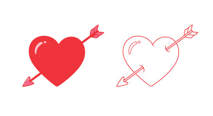 Arrows of Affection: Two heart illustrations pierced by arrows symbolize love and affection, capturing themes of romance, Valentine's Day, and passion.