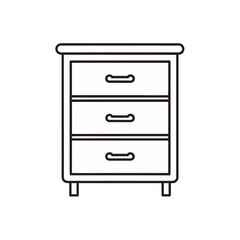 Illustration of a dresser with three drawers on transparent background silhouette