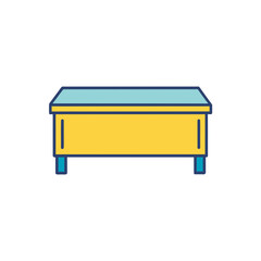 Illustration of a simple yellow and blue box on transparent background silhouette