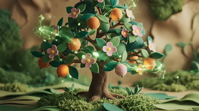Tu Bishvat Festival Banner with Minimal Eco-Themed Background and Green Light Waves