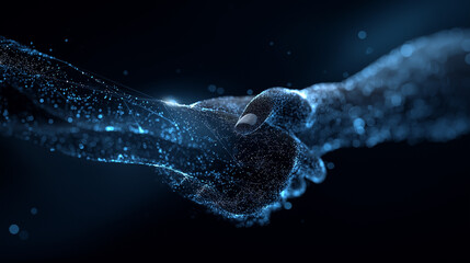 digital handshake connection, technology trust network, futuristic human connection
