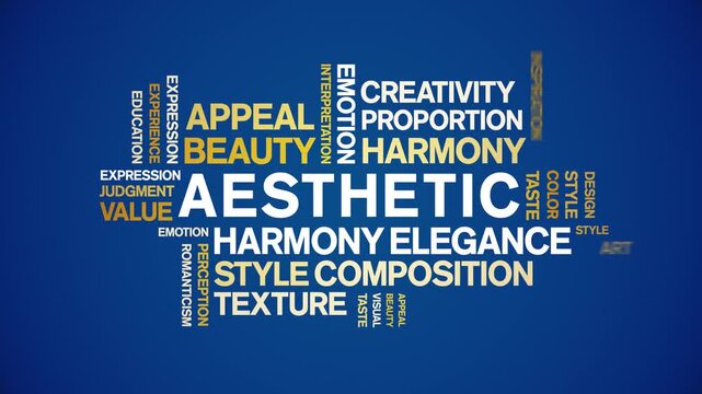 Aesthetic animated word cloud-text design animation tag kinetic typography seamless loop.