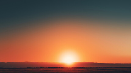 Obraz premium Minimal sunset landscape panorama with warm sky gradients and empty horizon, calm inspirational mood, wide copy space
