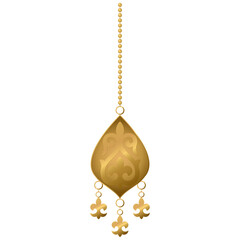 Golden pendant with Kazakh ornament in soft 3D style № S1-01