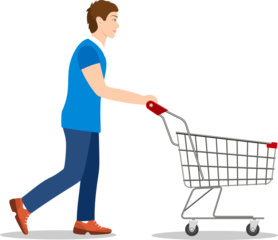 shopping man with a cart