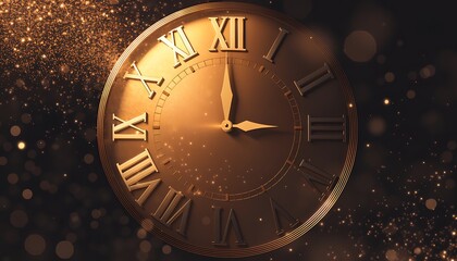 Golden clock at midnight