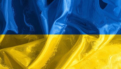 Flag of Ukraine with horizontal blue and yellow bands symbolizing sky and wheat fields