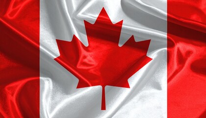 Flag of Canada with red maple leaf centered on white field flanked by vertical red bands