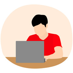 People Using Laptop Illustration