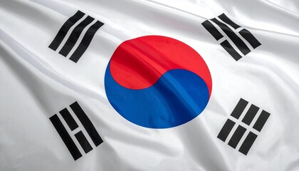 Flag of South Korea with red-blue Taegeuk symbol and four black trigrams on white field