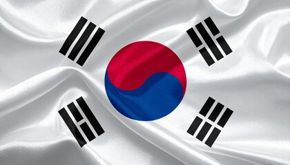 Flag of South Korea with red-blue Taegeuk symbol and four black trigrams on white field