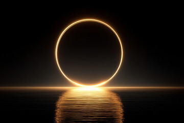 Black gradient finance background with gold arc ring around secure center space