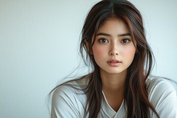 Fototapeta premium Portrait of a Young Asian Woman Fictional Character Created By Generative AI