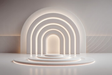 Obraz premium Modern fintech header with white to pale gray gradient and thin geometric arcs design