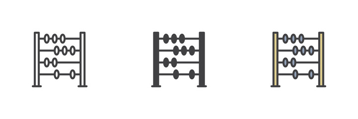 Abacus line, solid and colorful different style icon set pack