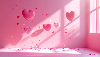 Pink hearts with hearts on a pink background 765

