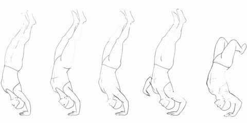 Sequence of a backbend exercise stages of a human body in motion