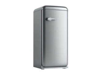 Retro silver refrigerator with chrome handle