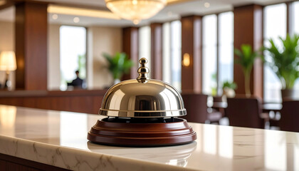 Service bell on table in restaurant
