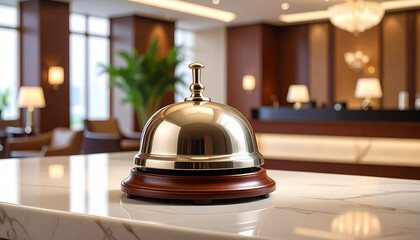 Service bell on table in restaurant
