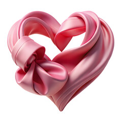A romantic red ribbon shaped into a heart creates a beautiful symbol of love and passion, perfectly isolated for Valentine's Day celebration, wedding decoration, or a holiday gift