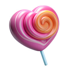 A delicious colorful spiral swirl lollipop candy on a stick isolated on white background as a sweet childhood dessert of red blue yellow and green sugar