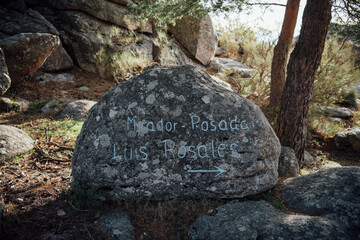 Stone Sign to Luis Rosales Viewpoint