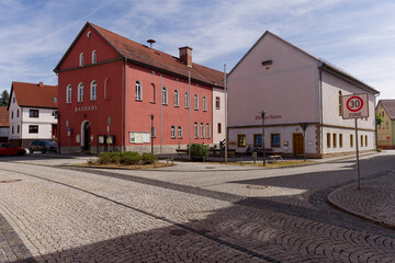 Historische Ortsansicht der Stadt Kaltennordheim, Biosph&auml;renreservat Rh&ouml;n, Landkreis Schmalkalden-Meiningen in Th&uuml;ringen, Deutschland