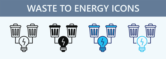 Waste to Energy Icon Set Multiple Style Collection